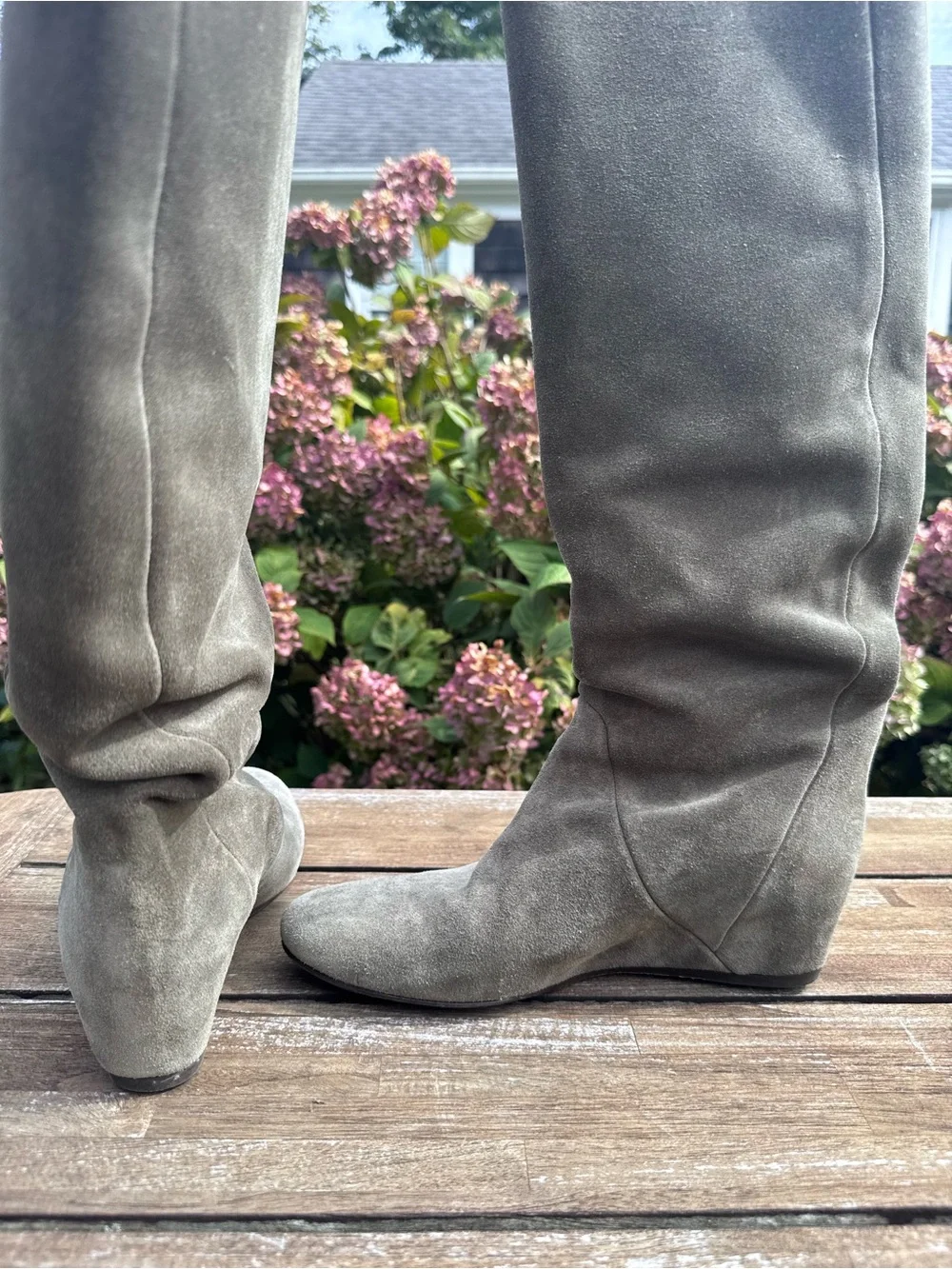 Women's Lanvin Suede Tall Wedge Boots - 38